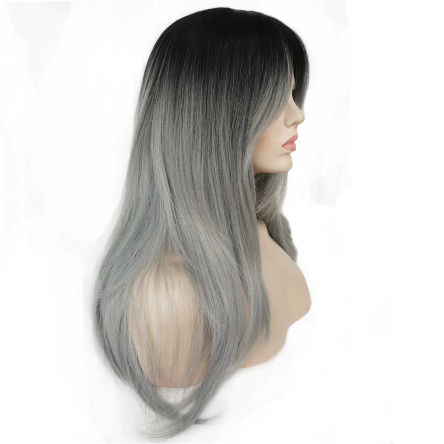 StrongBeauty женский длинный прямой светильник для волос фиолетовый Ombre парик