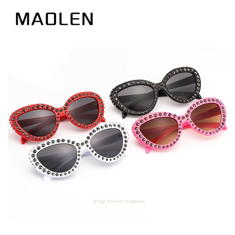 MAOLEN 2018 Foreign trade hot sale explosions Outdoor general large frame fashion retro butterfly-shaped diamond sunglasses | Аксессуары
