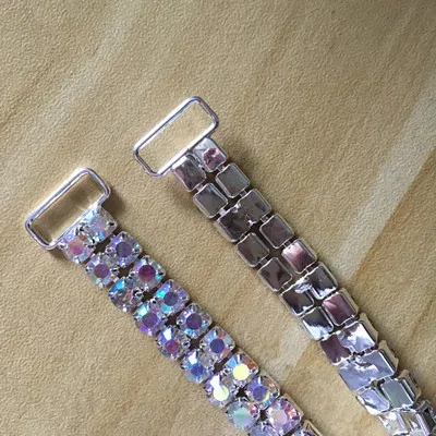 Silver AB Crystal CJSIR 2 шт. 2 ряда 16,5 см Большой Кристалл Стразы бикини разъемы пряжки металлическая цепочка для плавания одежда бикини декоры - Цвет: Silver AB Crystal
