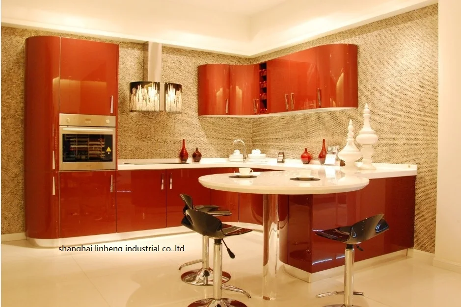 Современный глянцевый/лаковый кухонный шкаф (стандартный)|lacquer kitchen cabinet|kitchen