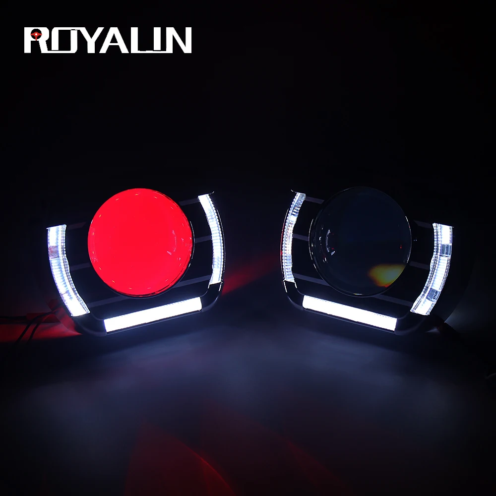 ROYALIN светодиодный объектив для проектора с ангельскими глазками DRL Bixenon H1