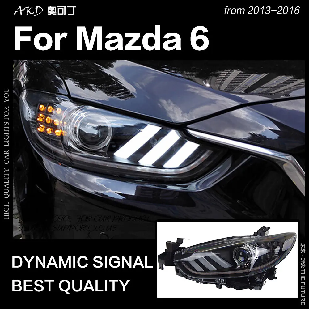 AKD автомобильный Стайлинг для Mazda 6 Atenza светодиодный налобный фонарь 2013- Mustang дизайн светодиодный DRL Hid головной фонарь Ангел глаз би ксенон аксессуары