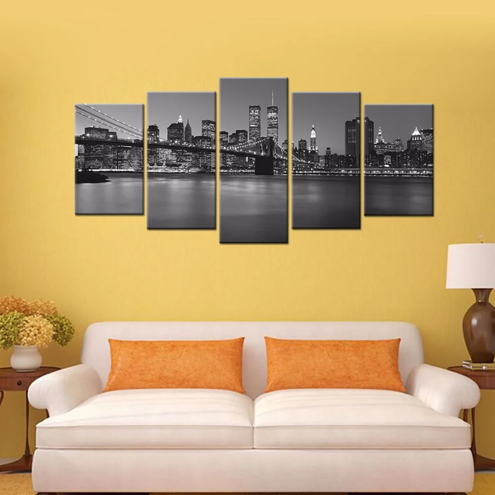 Черно-белая искусственная фотография на холсте печать заказ-современная ночная