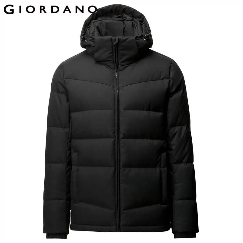 09Black Giordano мужской пуховик с капюшоном из натурального утиного пуха, данная модель пуховика имеет два цветовых решения - Цвет: 09Black