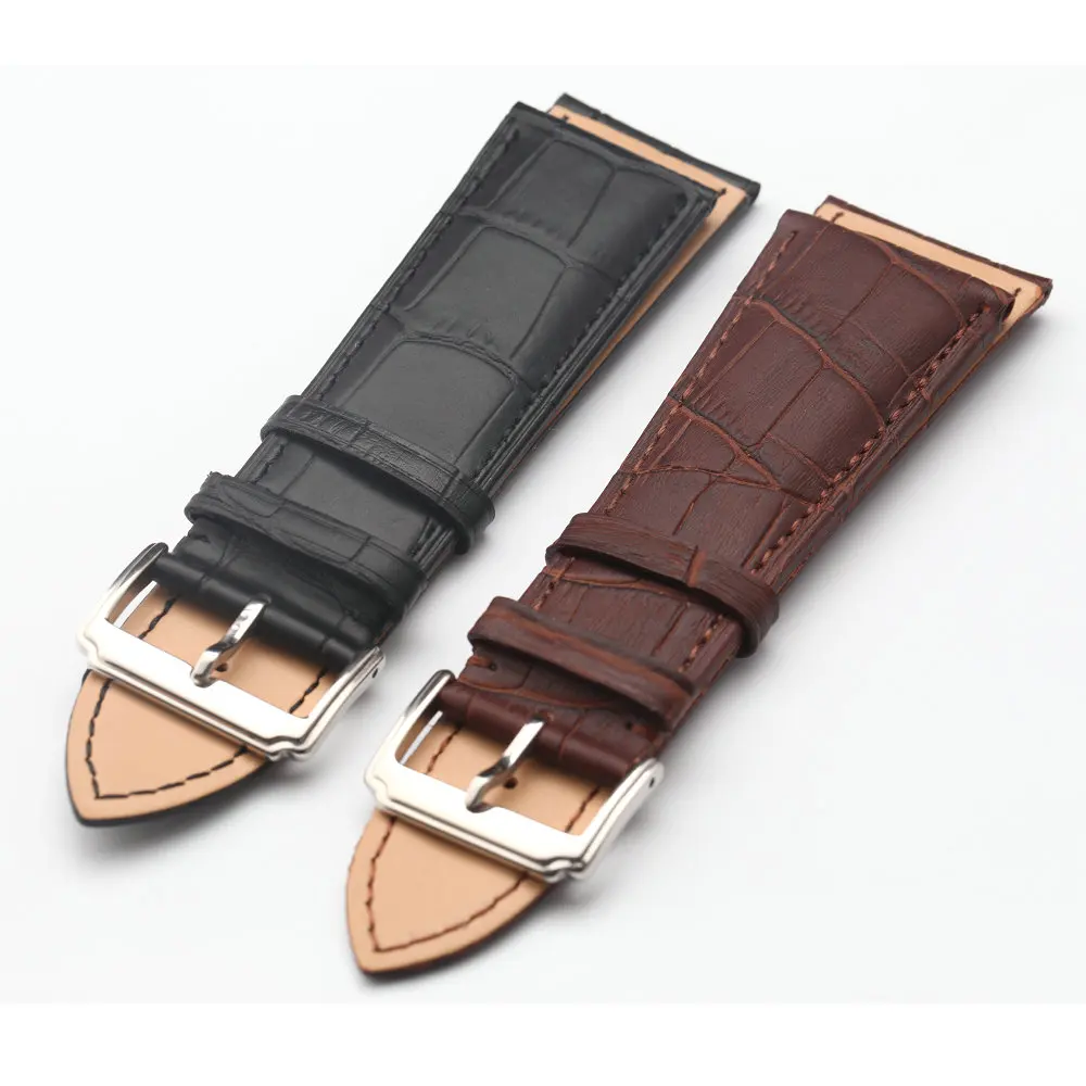 Большой ремешок большой размер настоящий кожаный для часов водонепроницаемый
