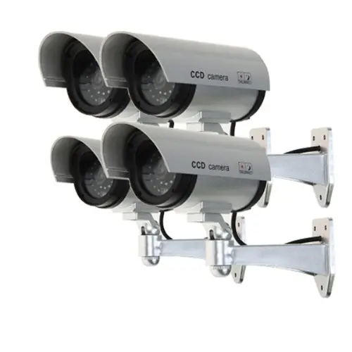 

Wholesale Set of 4 Cameras Dummy Camera Fake Dummy CCTV Security Surveillance Camera Outdoor with red LED - Silver