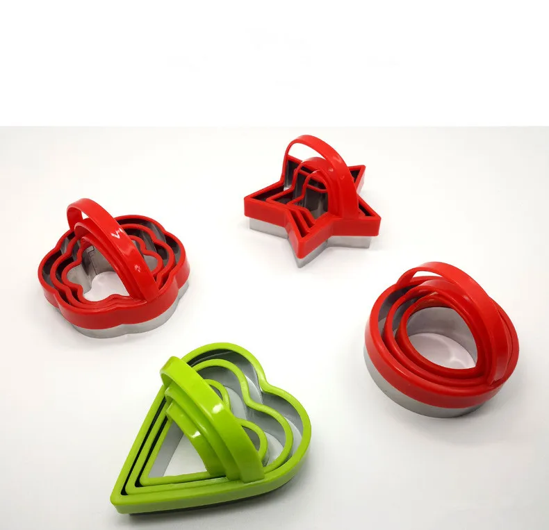 3pcs/lot Heart Five Star Round Stainless Steel Plastic Cookie Cutters With Handle Pie Cutter Biscuit Scones Pasty Tools PD 007 | Дом и сад