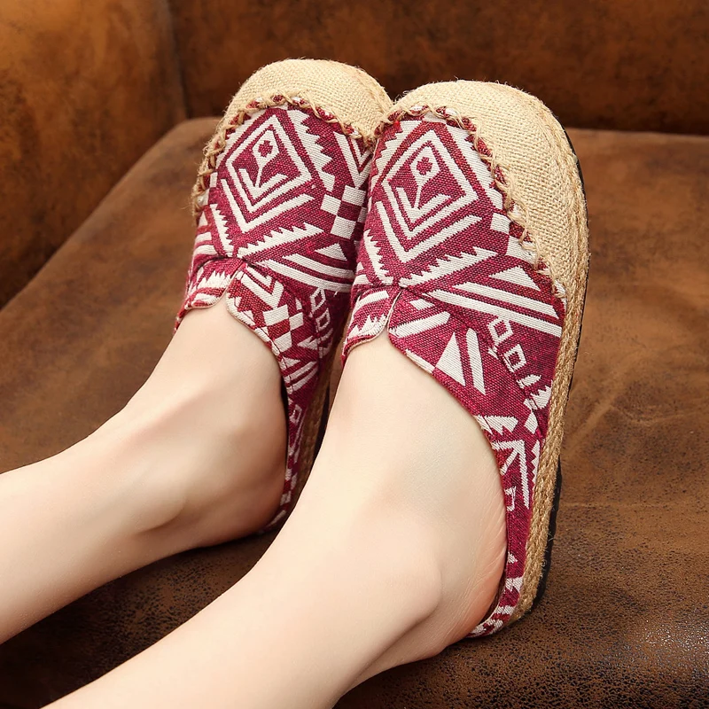 2020 летние сандалии на плоской подошве Национальная обувь из конопли Женская