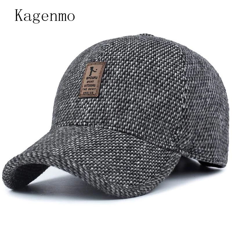 Kagenmo Fashion male winter hat  winter  keep warm baseball cap ear protection man visor thick cloth warmth wholesale
