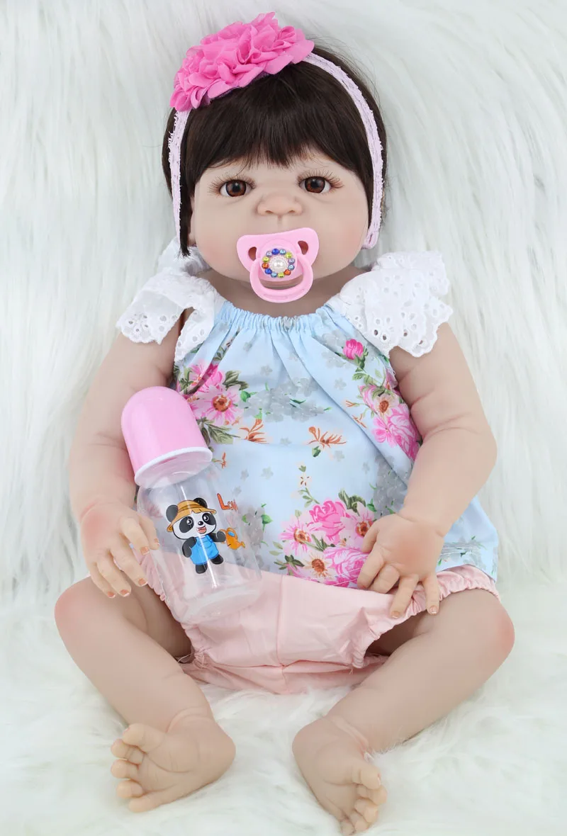 

55cm Full Silicone Reborn Girl Baby Doll Toys Lifelike Newborn Princess Girls Babies Doll Birthday Gift Child Bathe Toy