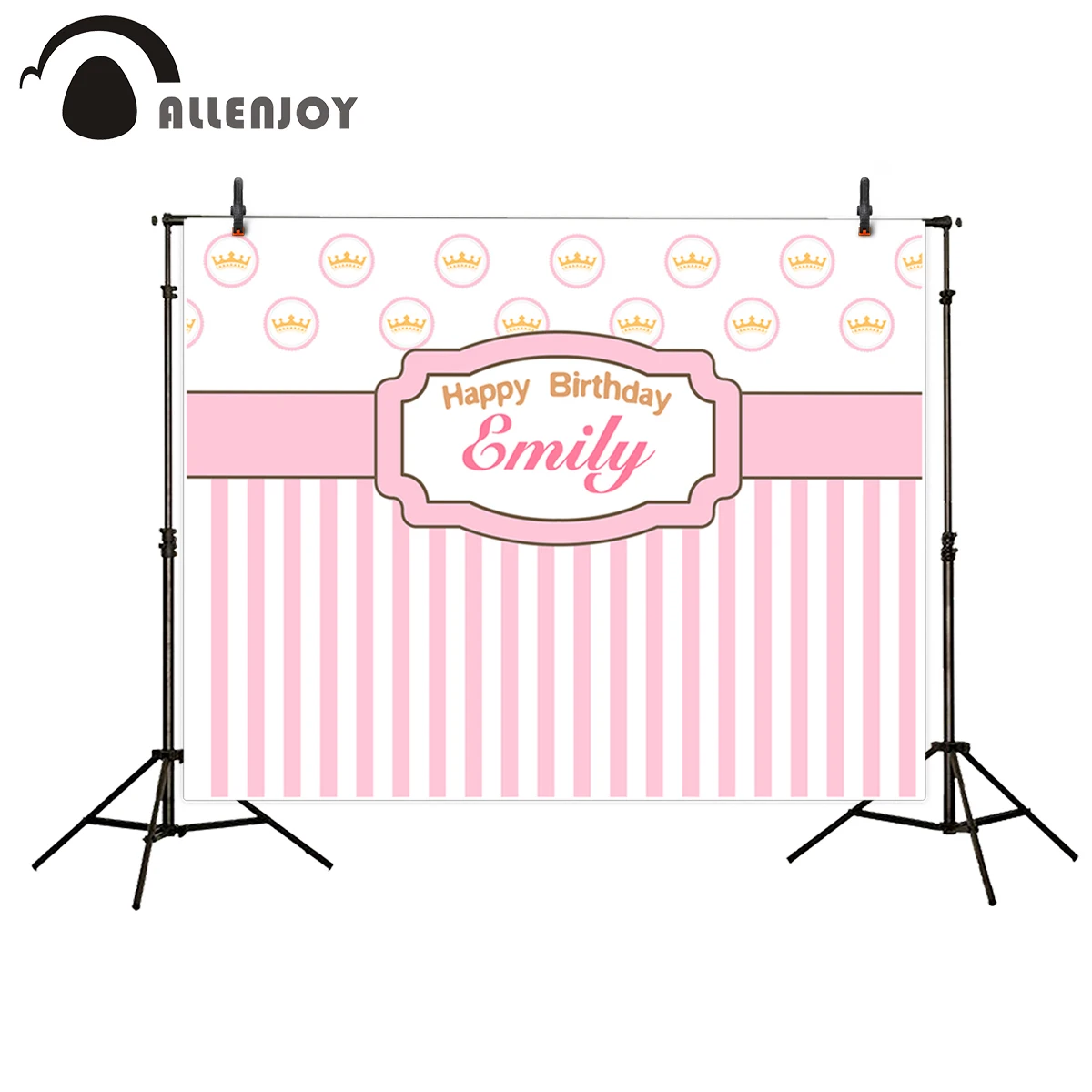 Allenjoy фон для фотосъемки с розовыми белыми полосками Корона Девушка День рождения