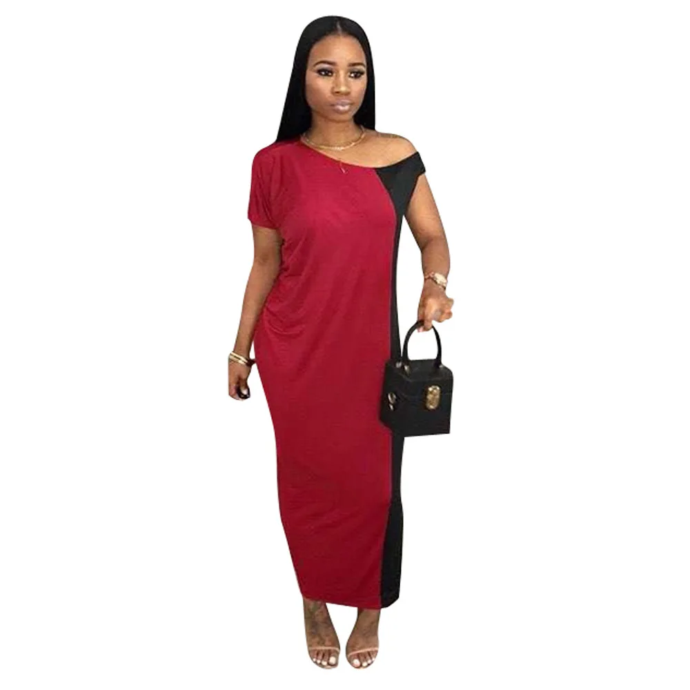 Женское офисное однотонное платье модные Макси-платья с круглым вырезом в стиле