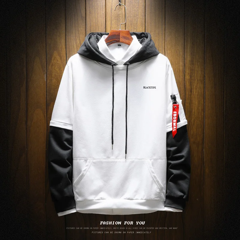 Cool Sweatshirt Men Hip Hop patchwork Long Sleeve Pullover Hoodies 2019 hoodies high quality | Мужская одежда