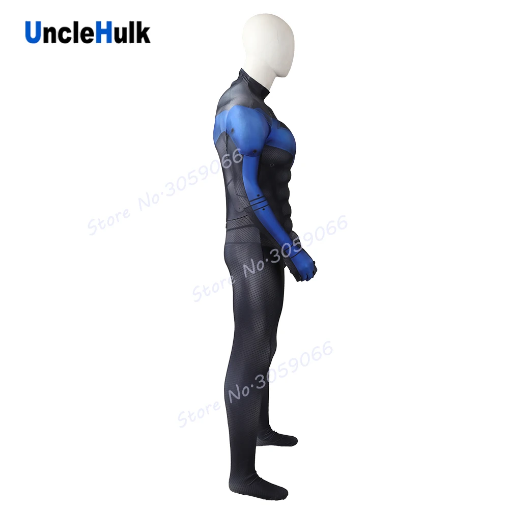 Костюм для косплея Nightwing Muscle черно синий костюм из спандекса с шелковой нитью