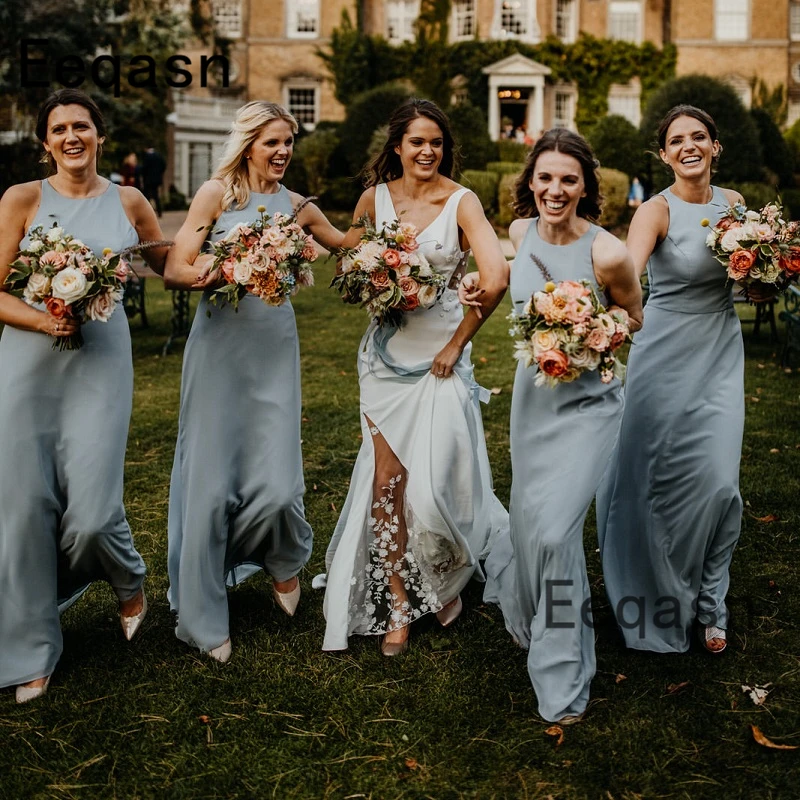 Новинка 2020 длинные платья подружки невесты сексуальное серебристое платье