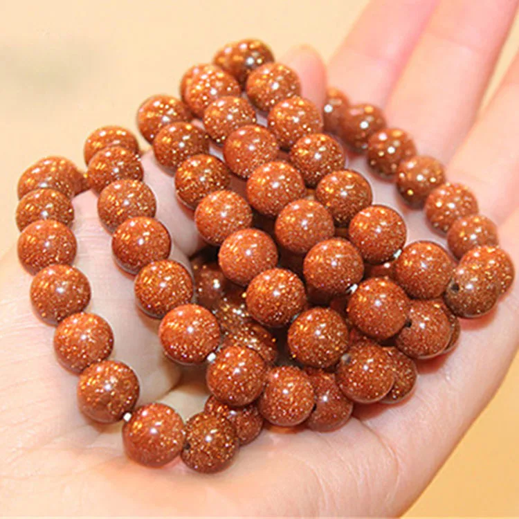 Новый дизайн натуральный Золотой гравий браслет ювелирные изделия камень Бусины