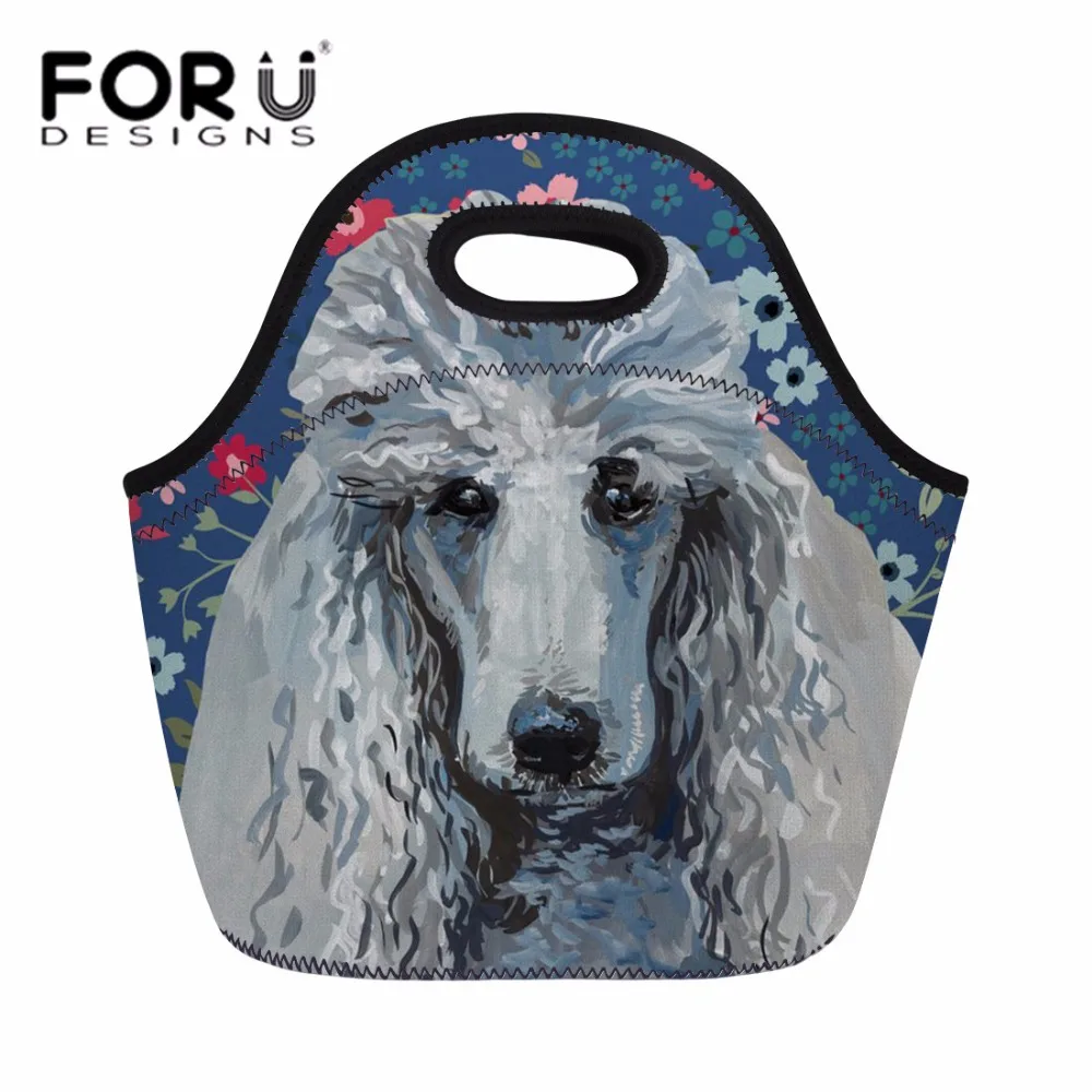 

FORUDESIGNS Neoprene Thermal Cooler Lunch Bag for Women Poodle Sweetheart Hand Tote Kids Cute Zoo Meal Bags Picnic Travel Snacks