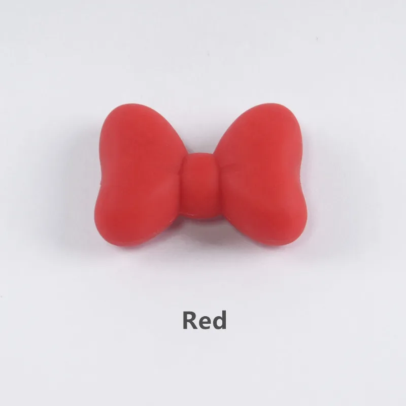 Red Chenkai 50 шт. BPA свободные силиконовые бусины «бантики» DIY детское кольцо для соски зубное кольцо для ребенка сенсорный Бант ювелирные украшения игрушки - Цвет: Red