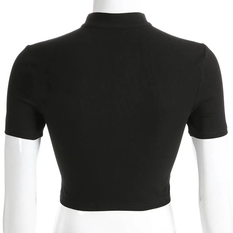 Летние пикантные выдалбливают футболка женская Ins стильный чокер декоративные