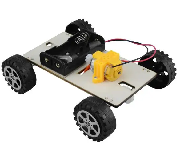 

DIY Four-wheel Drive Electric Car Model Wooden Handcraft Scientific Experimental Materials Assembly Model Educational Toys