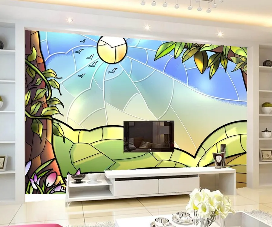 Большая настенная роспись на заказ Мультяшные обои с принтом пейзажа
