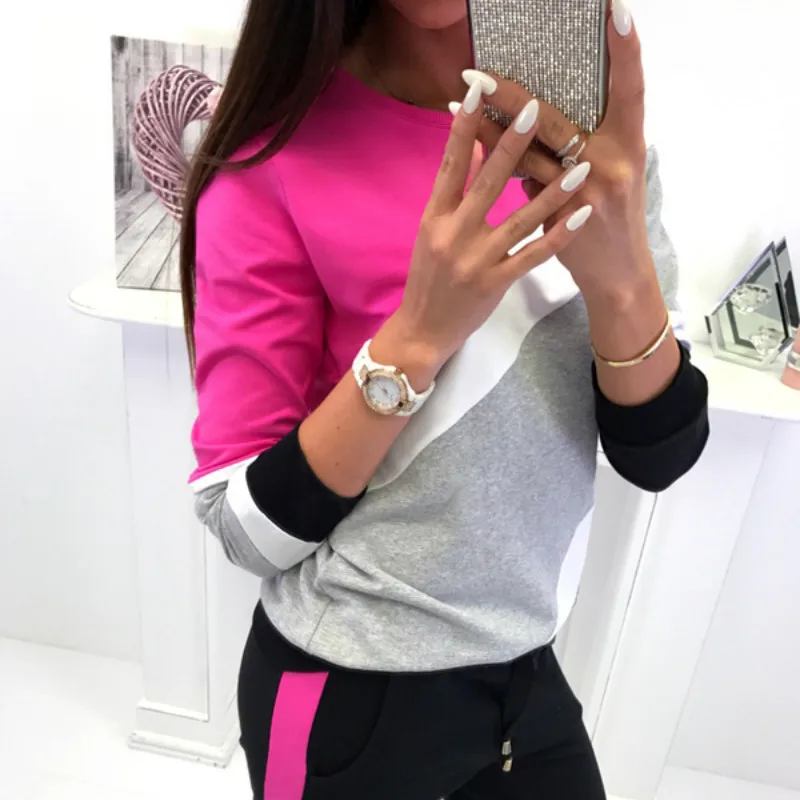 2018 горячая Распродажа сексуальные женские осенние повседневные Лоскутные