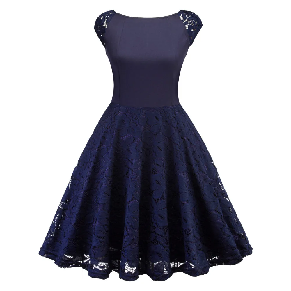 Женское винтажное платье туника Kenancy ретро с круглым вырезом и короткими