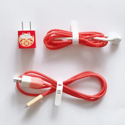 style1 Кабель намотки мультфильм USB протектор для кабеля передачи данных набор с наклейки для зарядного устройства Спиральный шнур протектор для iphone - Цвет: style1
