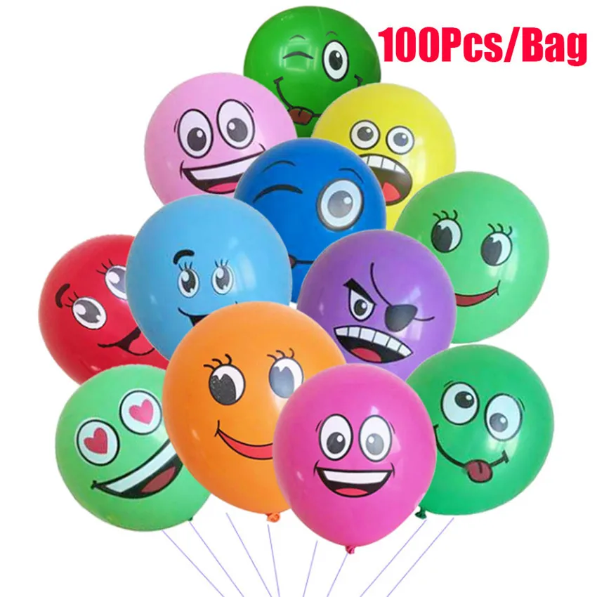 100PCS 50/100 шт./лот 12 дюймов Женская обувь с милым рисунком «большие глаза», «Улыбка» латексные воздушные шары для дня рождения вечерние украшения поставки надувной воздушный шар Д* Ш* Г - Цвет: 100PCS