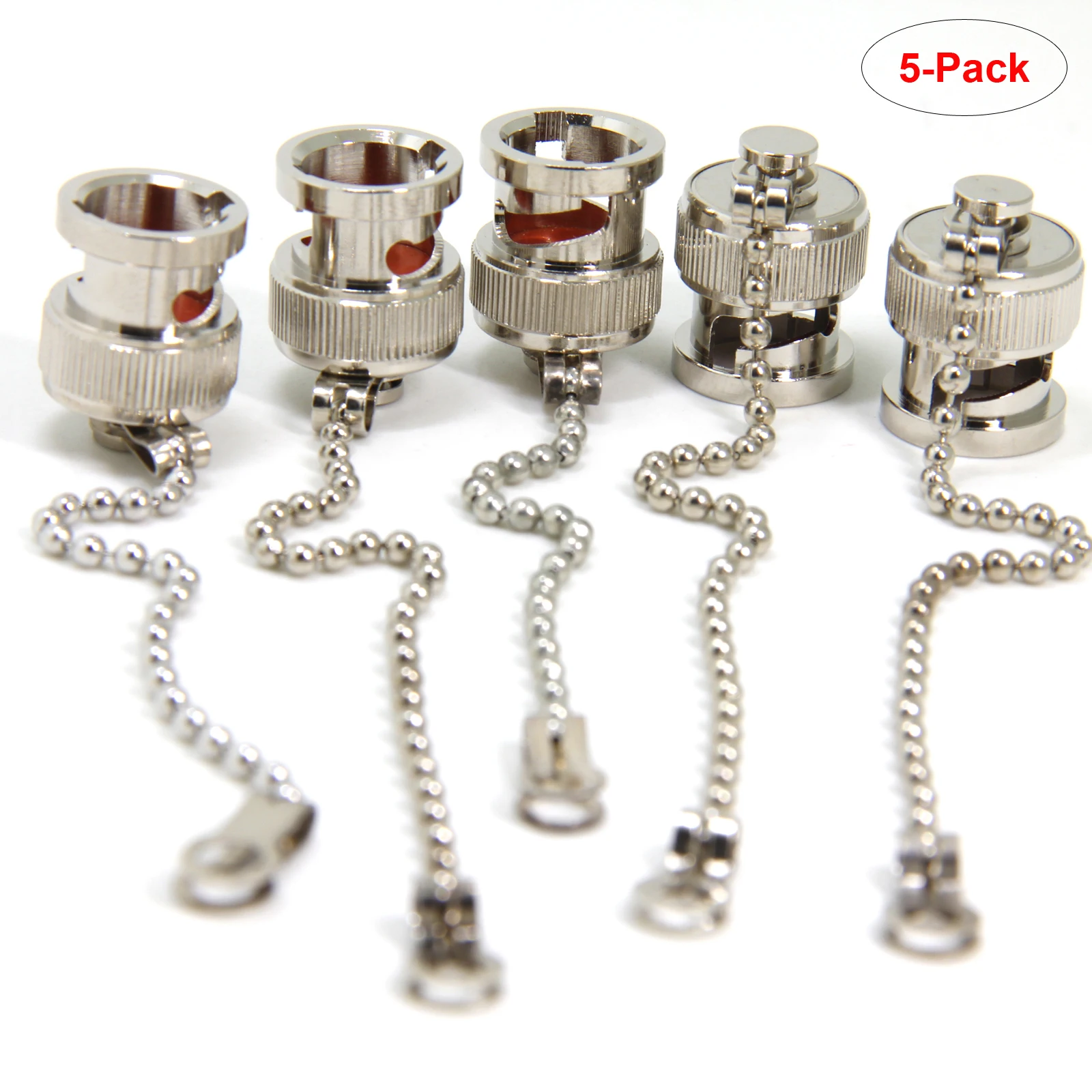 

5-Pack BNC Female Protective Dust Cap Cover with Chain for RF Coaxial Adapter