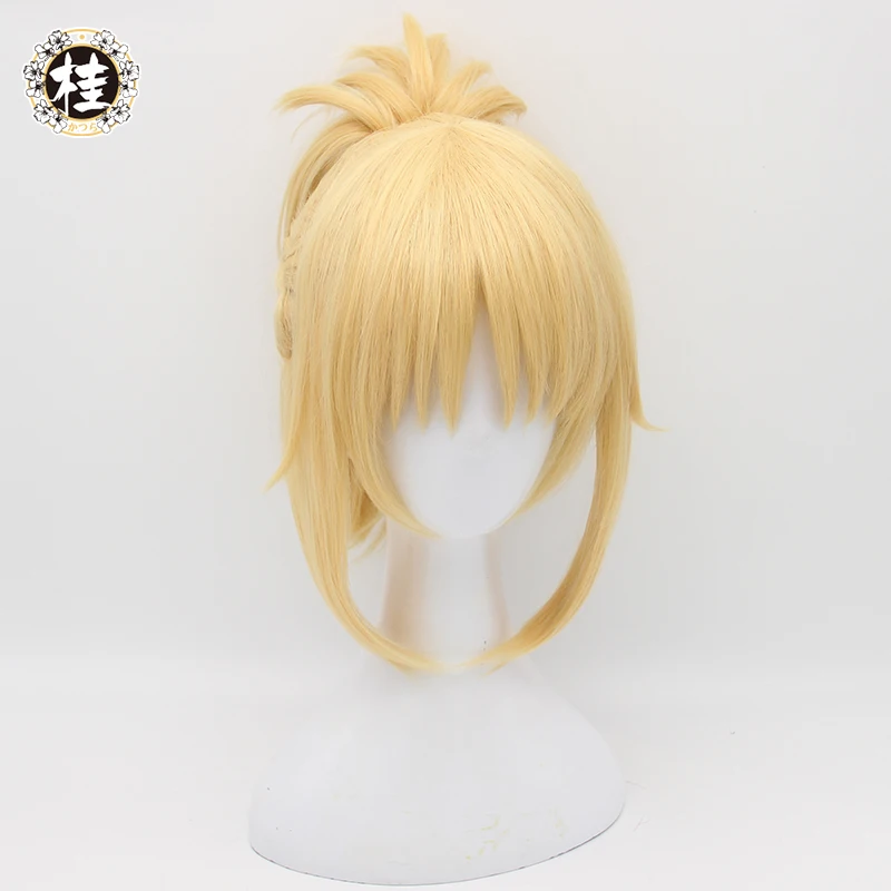 UWOWO Mordred парик Fate/apocripha Fate Grand Order волосы 32 см золотой термостойкий косплей для