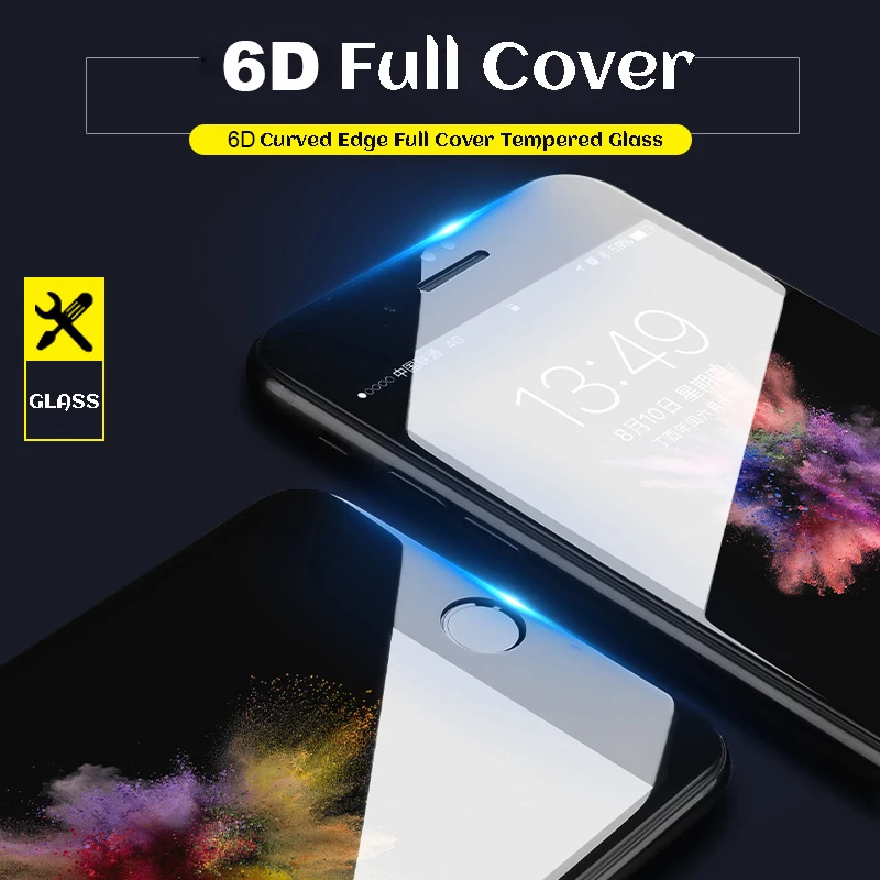 6D полное покрытие из закаленного стекла для айфон 6 стекло 6s 7 8 Plus X XR XS MAX