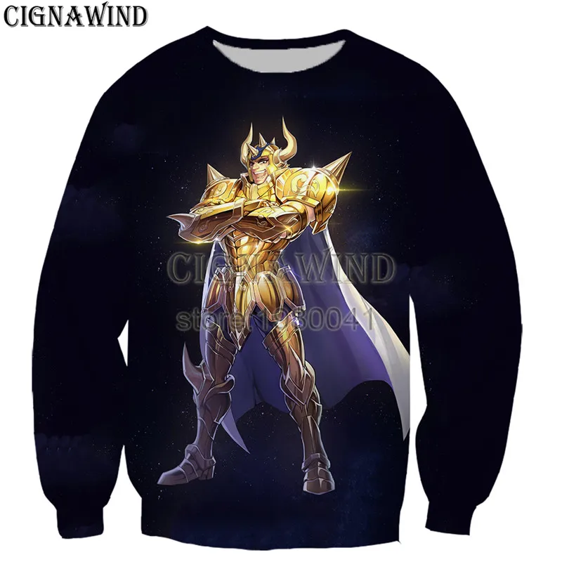 Мода Аниме Золотая серия Saint Seiya 3D печатные мужские свитера Хип-Хоп Harajuku толстовки