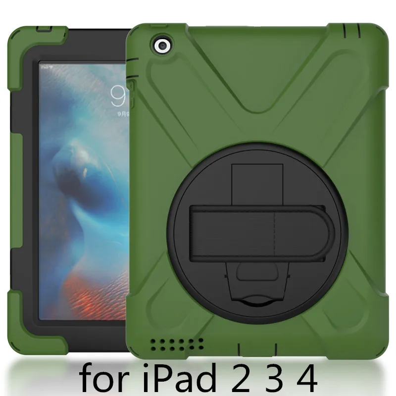 Army green-Hai D-234 Чехол для Apple ipad 2 3 4, ZAIWJ Safe Kids Armor At Мягкий противоударный силиконовый+ жесткий чехол для ipad 4/3/2 - Цвет: Army green-Hai D-234