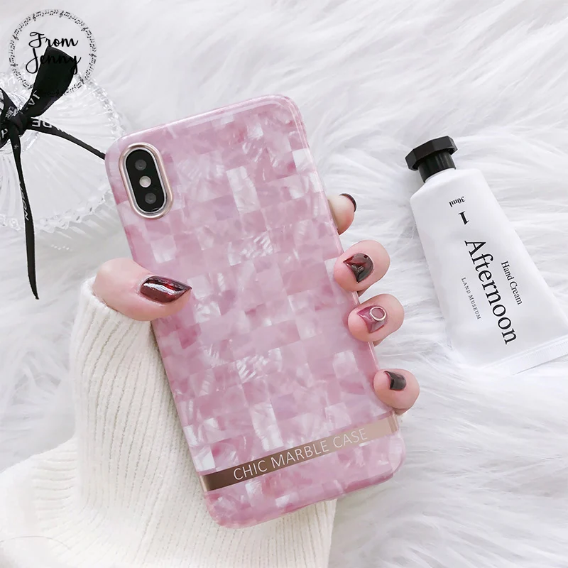 От Jenny Pink Plaid чехол для телефона iphone X 8 8plus 7 7plus мягкая Задняя накладка чехла из ТПУ