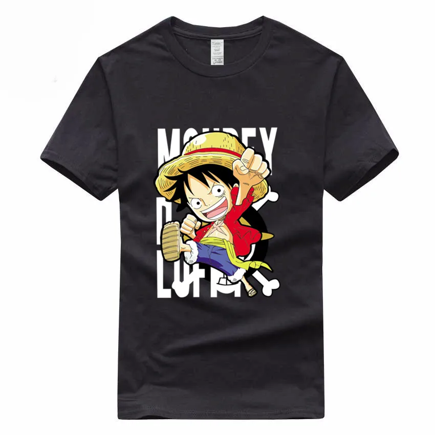 One Piece Luffy японская аниме забавная евро размер 100% хлопковая футболка Летняя