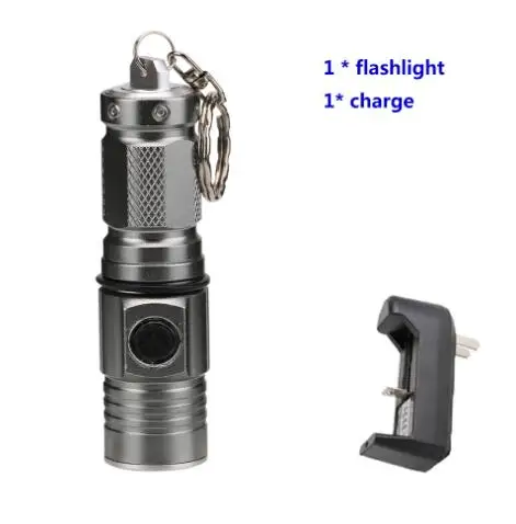 with charger Мини Портативный T6 белый светильник 1300LM 3 режима вспышка светильник с кольцом для ключей светодиодный карманный фонарь водонепроницаемый перезаряжаемый фонарь - Испускаемый цвет: with charger