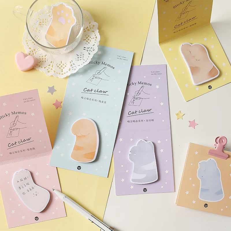 6 шт с мультипликационным принтом в виде кошачьей лапки блокнот для заметок на