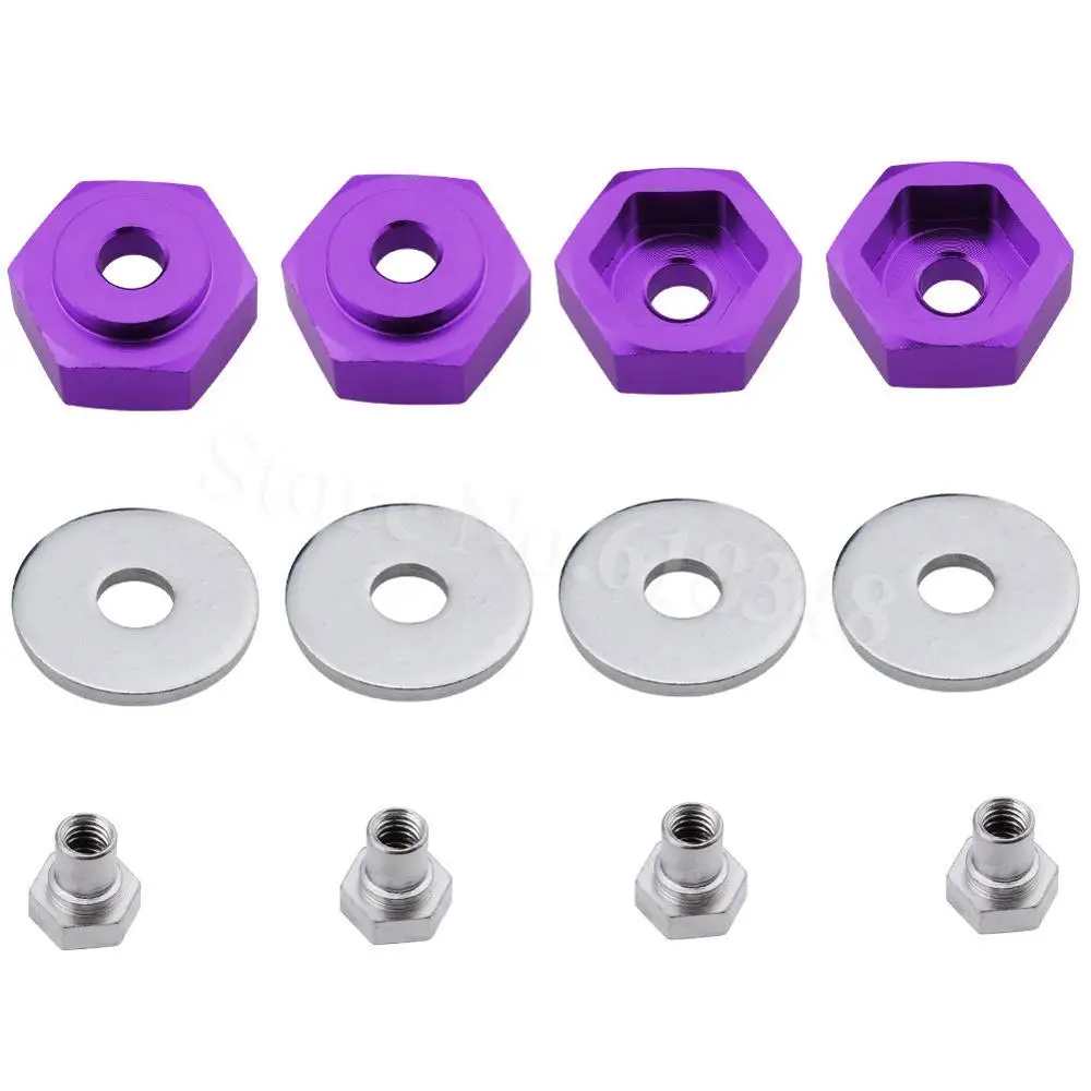 4-Pack 12 мм поворот 17 мм колеса с шестигранным адаптером для 1/10 масштаб Tamiya Axial RC4WD Traxxas HPI Himoto HSP Losi Kyosho Baja автомобиль - Цвет: Purple