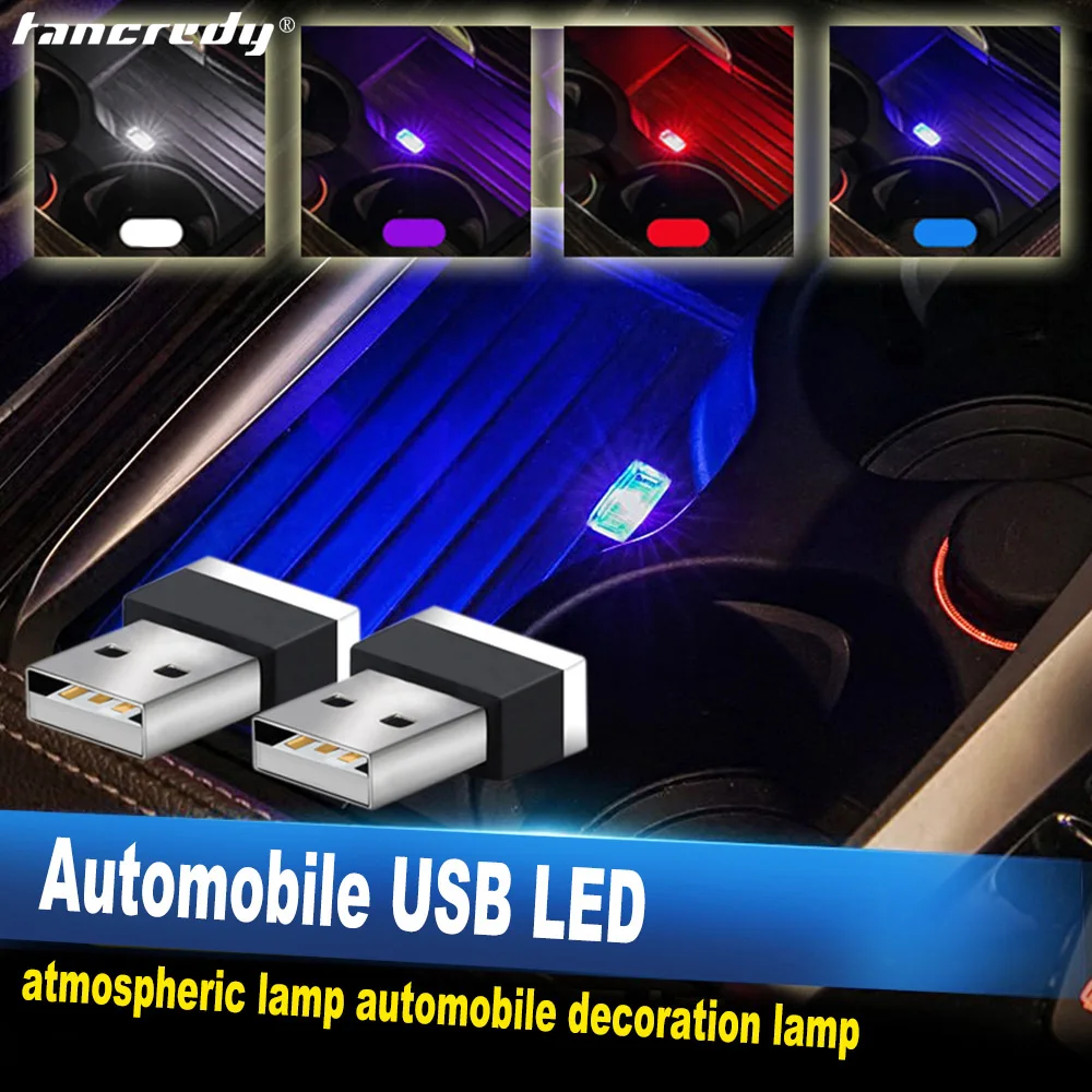 Мини 4 цвета Стайлинг автомобиля мини USB светодиодные атмосферные огни