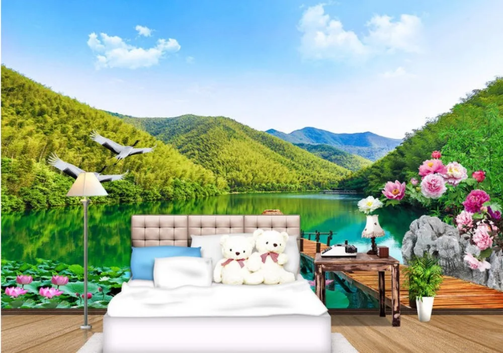 Пользовательские 3d Настенные обои для дома и богатого пейзажа фоновые