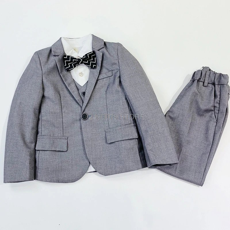 jacket vest pants Костюм для мальчиков, однобортный костюм с цветочным принтом для мальчиков на свадьбу, Enfant Garcon, блейзер для мальчиков, детские костюмы для бега - Цвет: jacket vest pants