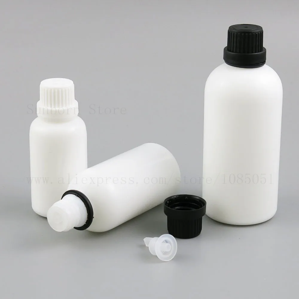 

20pcs 1oz 30ml 50ml 100ml White Glass Essential Oil e liquid Bottle With Tamper Evident Empty Refillable Travel