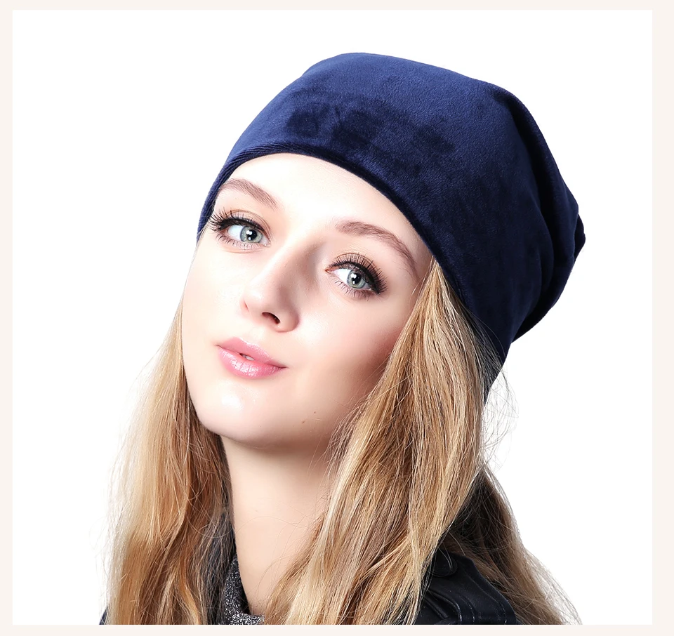 Geebro, Брендовая женская велюровая шапка, повседневная, полиэстер, Skullies Beanies, для женщин, зимняя, бархатная, простая, Балаклава, шапка Sapka