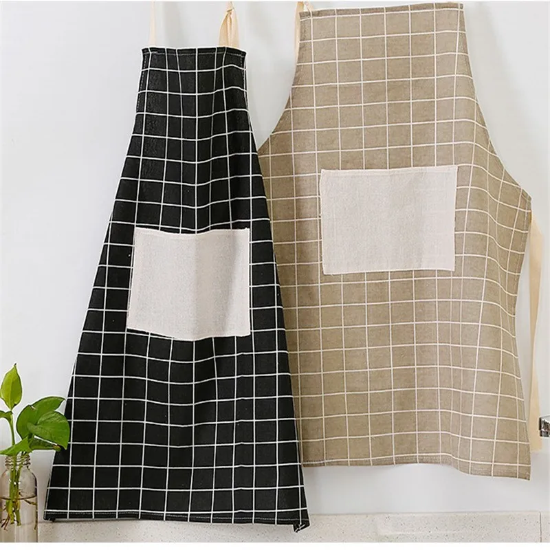 Однотонный кухонный фартук для готовки пледы полосатый хлопковый Льняной Фартук