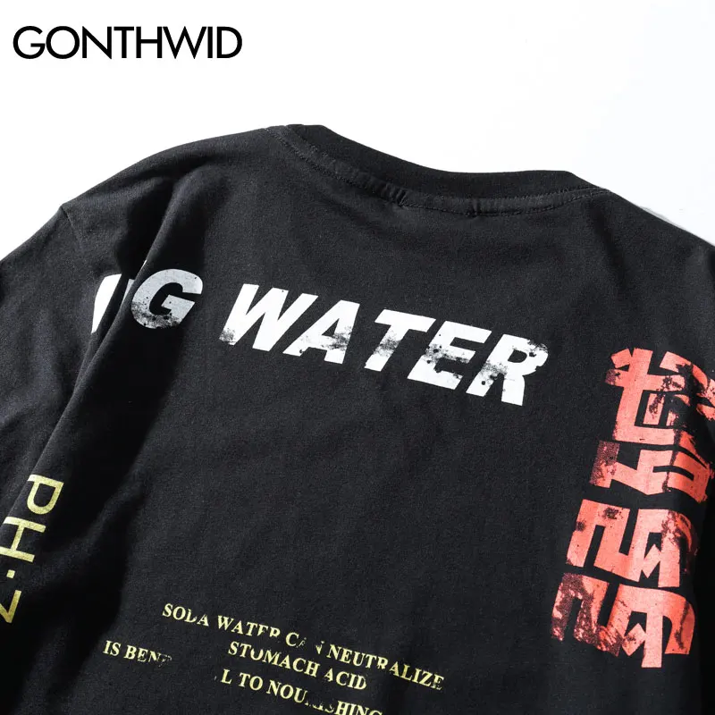 GONTHWID Soda рваные футболки с принтом, уличная одежда, хип-хоп, Китайский Персонаж, повседневные футболки с коротким рукавом, мужские футболки