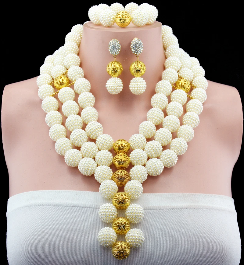 Оптовая продажа нигерийские Свадебные африканские бусы ювелирный набор