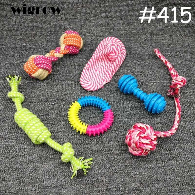 

5 Different Set Toy Wigrow Newly Supplies Dog Toy Special Combinations Cotton Rope Bite Molars Interact Knot Ropes Pet Toys