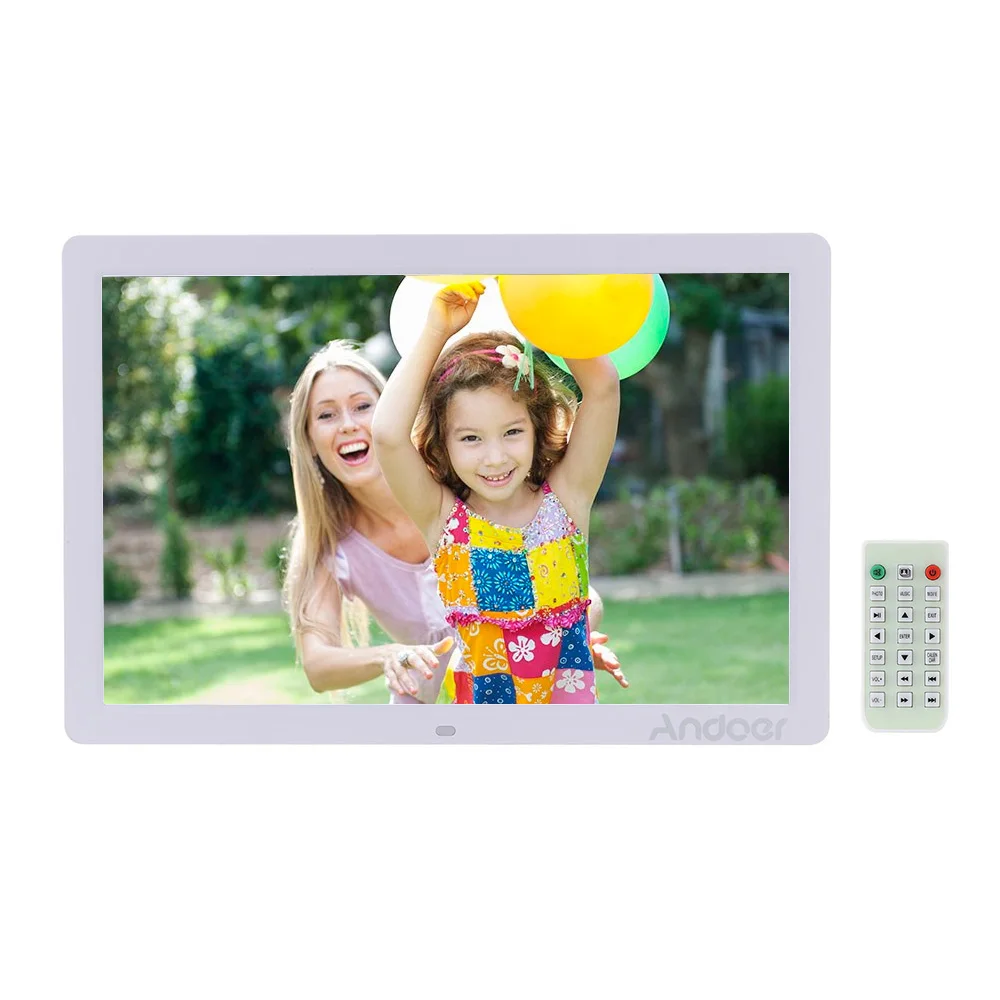 Andoer 1" светодиодный цифровой фоторамка с высоким разрешением 1440*900 1080P рекламный автомат будильник MP3 MP4 с пультом дистанционного управления