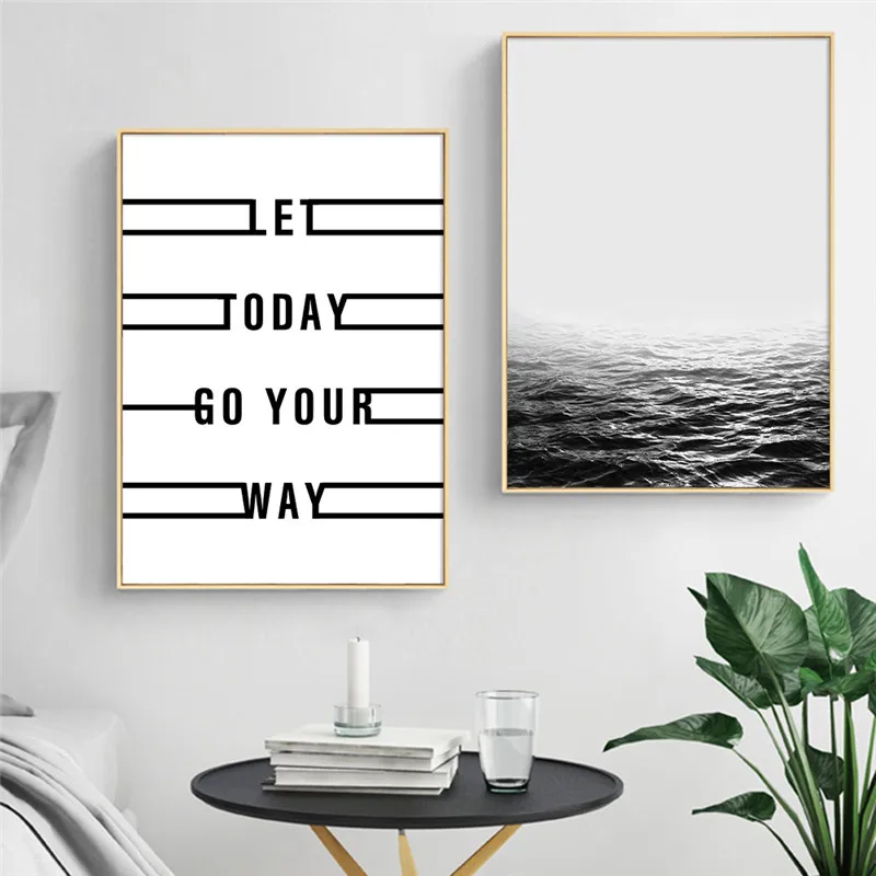 Nordic Стиль океан морская Wall Art Холст Картина Пейзаж мотивационный постер картину